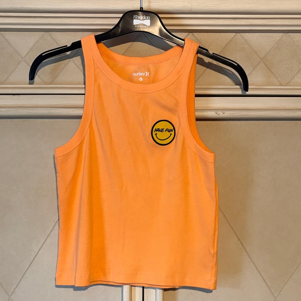 Hurley Vibrant Orange Tank Top with Fun Design